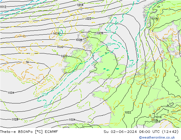 Theta-e 850гПа ECMWF Вс 02.06.2024 06 UTC