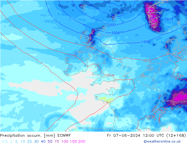 Toplam Yağış ECMWF Cu 07.06.2024 12 UTC