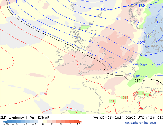 SLP tendency ECMWF St 05.06.2024 00 UTC