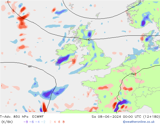 T-Adv. 850 hPa ECMWF  08.06.2024 00 UTC