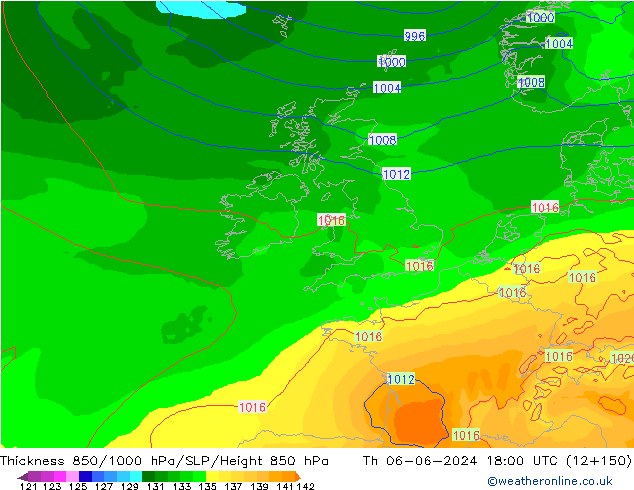 Thck 850-1000 hPa ECMWF Th 06.06.2024 18 UTC