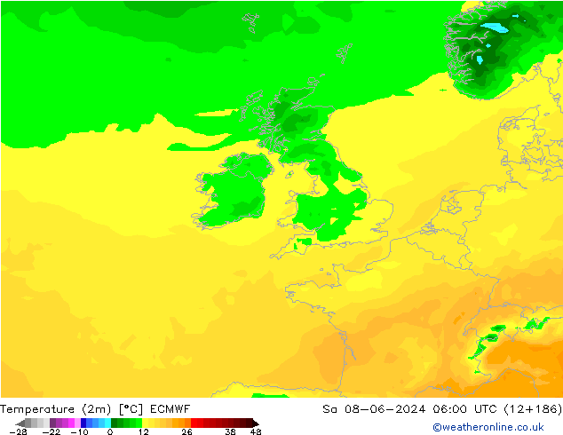 карта температуры ECMWF сб 08.06.2024 06 UTC