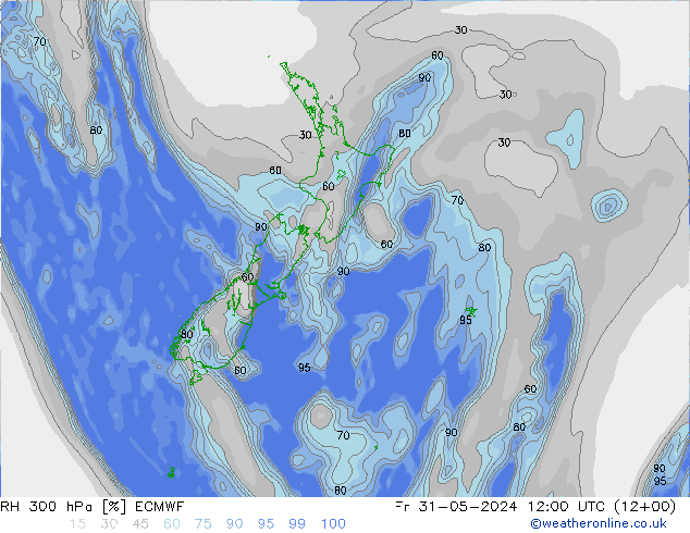 RH 300 hPa ECMWF Fr 31.05.2024 12 UTC