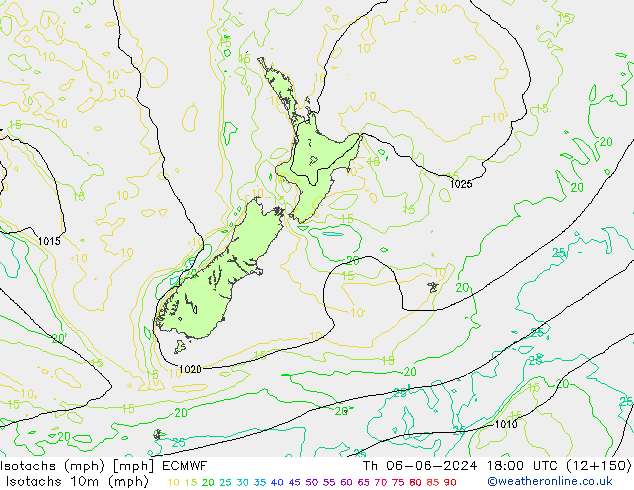 Isotachen (mph) ECMWF do 06.06.2024 18 UTC