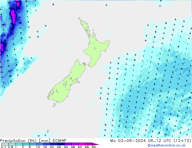 Z500/Rain (+SLP)/Z850 ECMWF lun 03.06.2024 12 UTC