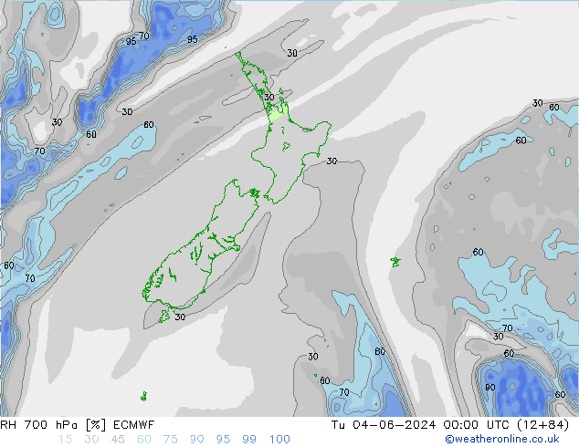 RH 700 гПа ECMWF вт 04.06.2024 00 UTC