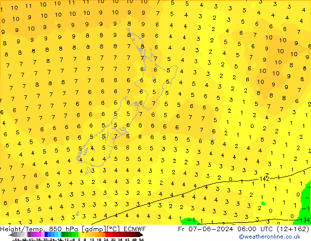 Z500/Rain (+SLP)/Z850 ECMWF Fr 07.06.2024 06 UTC