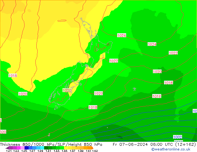 Thck 850-1000 hPa ECMWF Fr 07.06.2024 06 UTC