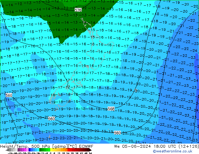 Z500/Rain (+SLP)/Z850 ECMWF mer 05.06.2024 18 UTC