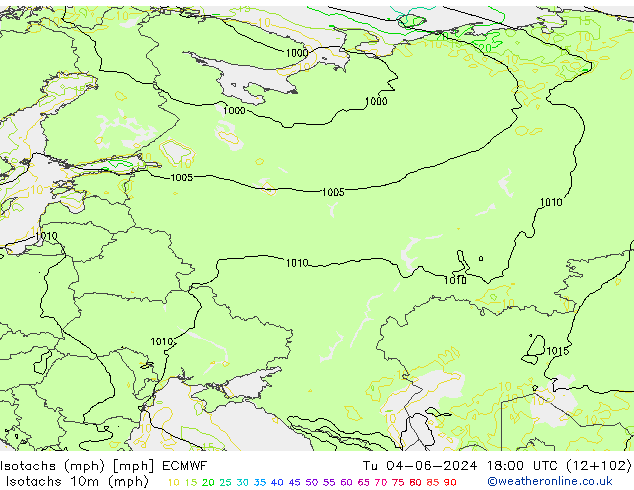 Isotachs (mph) ECMWF  04.06.2024 18 UTC