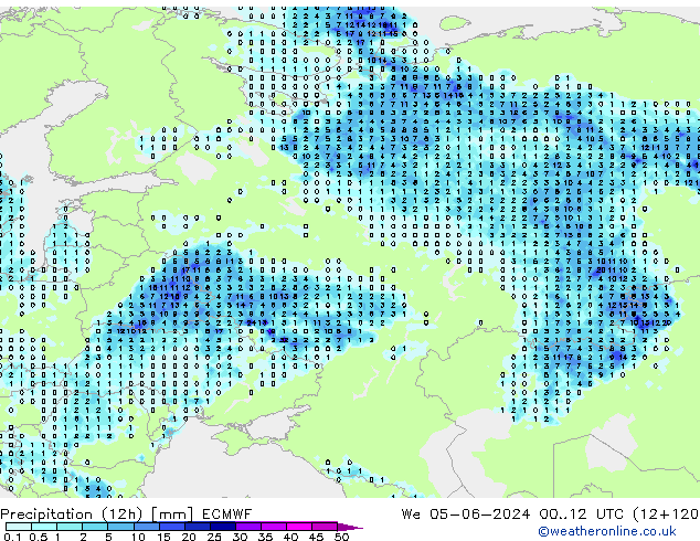 Précipitation (12h) ECMWF mer 05.06.2024 12 UTC