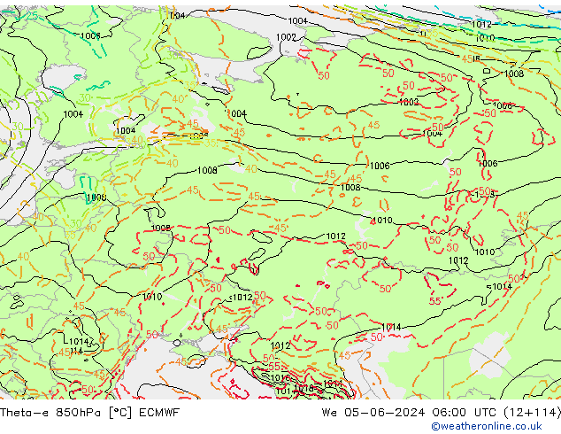 Theta-e 850hPa ECMWF Çar 05.06.2024 06 UTC