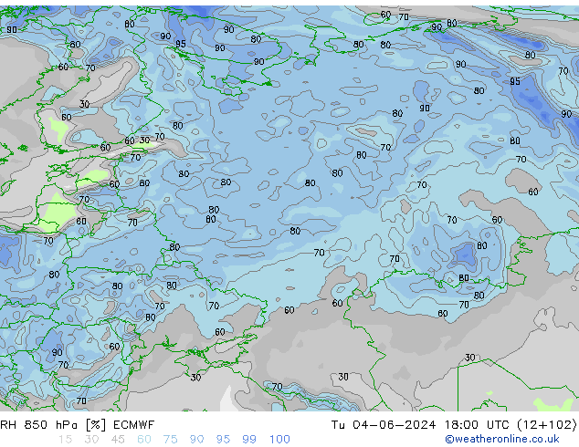 RH 850 hPa ECMWF Di 04.06.2024 18 UTC