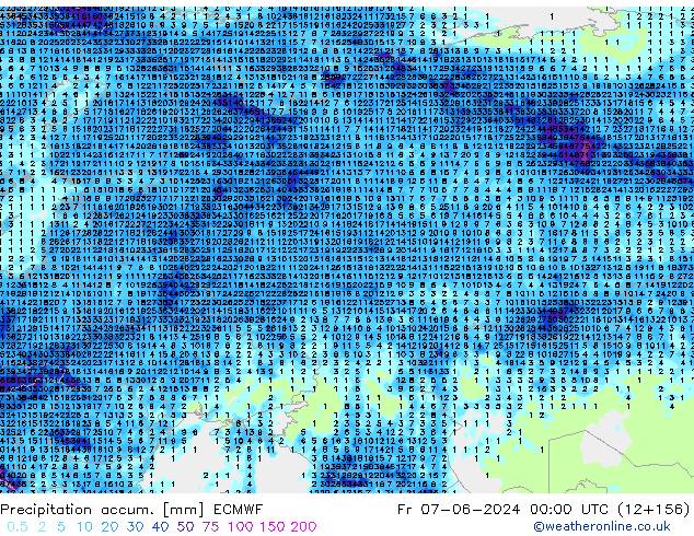 Precipitation accum. ECMWF ven 07.06.2024 00 UTC