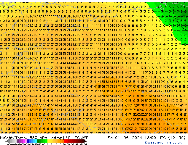 Z500/Rain (+SLP)/Z850 ECMWF so. 01.06.2024 18 UTC