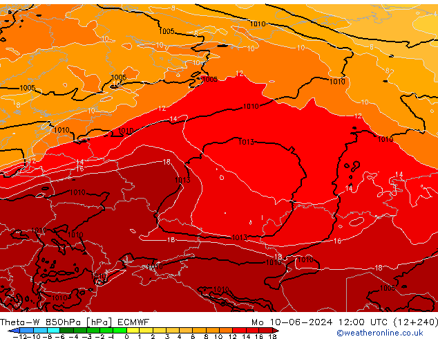 Theta-W 850hPa ECMWF lun 10.06.2024 12 UTC