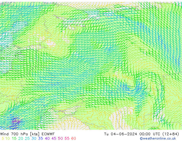 ветер 700 гПа ECMWF вт 04.06.2024 00 UTC