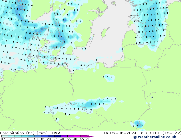 Precipitação (6h) ECMWF Qui 06.06.2024 00 UTC