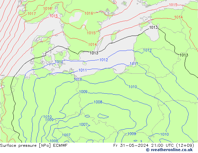 ciśnienie ECMWF pt. 31.05.2024 21 UTC