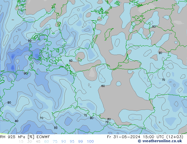 RH 925 hPa ECMWF Fr 31.05.2024 15 UTC