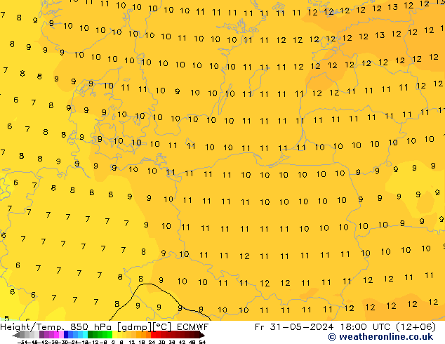 Z500/Rain (+SLP)/Z850 ECMWF Fr 31.05.2024 18 UTC