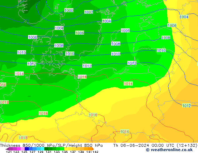 850-1000 hPa Kalınlığı ECMWF Per 06.06.2024 00 UTC