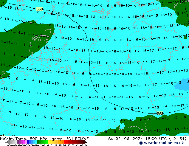 Z500/Rain (+SLP)/Z850 ECMWF dom 02.06.2024 18 UTC