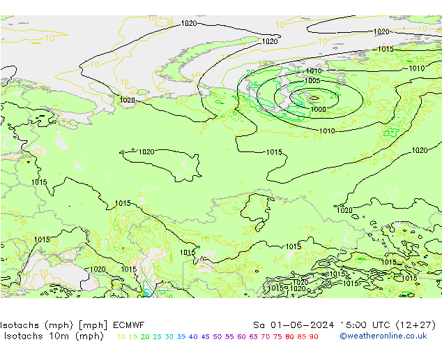 Isotachs (mph) ECMWF sab 01.06.2024 15 UTC