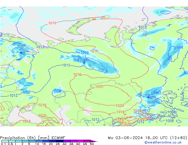 Z500/Yağmur (+YB)/Z850 ECMWF Pzt 03.06.2024 00 UTC