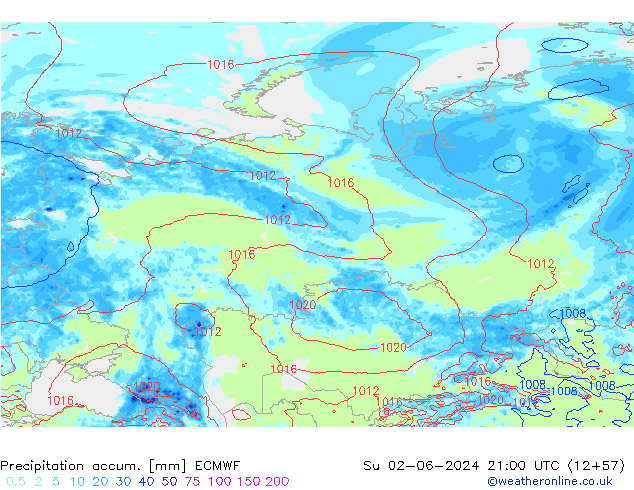 Totale neerslag ECMWF zo 02.06.2024 21 UTC