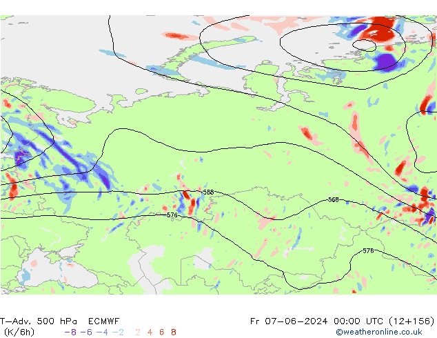 T-Adv. 500 hPa ECMWF pt. 07.06.2024 00 UTC