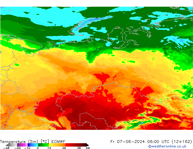 Temperatura (2m) ECMWF Sex 07.06.2024 06 UTC