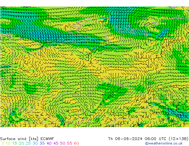 ветер 10 m ECMWF чт 06.06.2024 06 UTC
