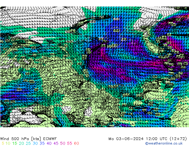 Wind 500 hPa ECMWF Mo 03.06.2024 12 UTC