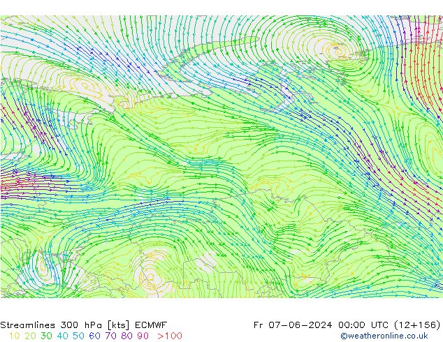 ветер 300 гПа ECMWF пт 07.06.2024 00 UTC