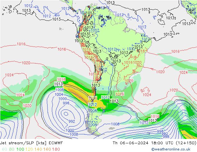 Jet stream/SLP ECMWF Th 06.06.2024 18 UTC