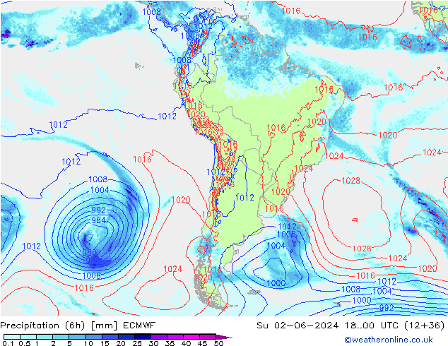 Z500/Rain (+SLP)/Z850 ECMWF Dom 02.06.2024 00 UTC