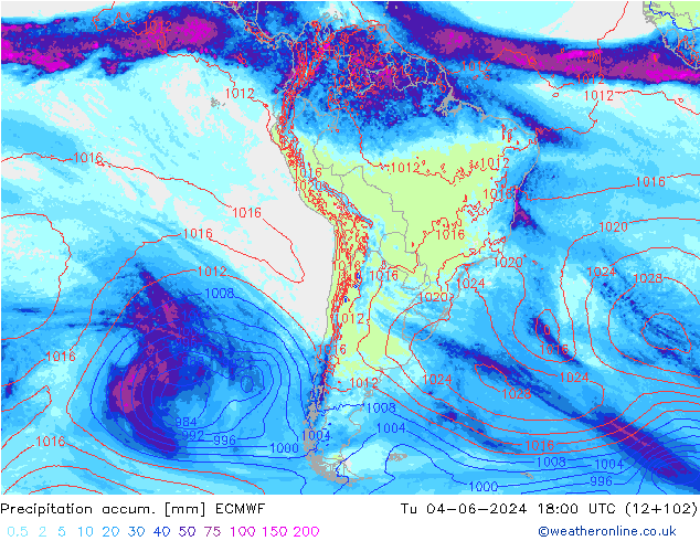 Precipitation accum. ECMWF mar 04.06.2024 18 UTC