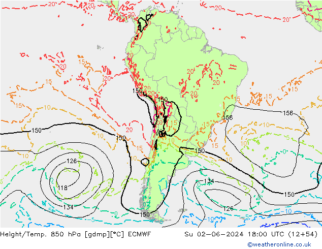 Z500/Rain (+SLP)/Z850 ECMWF dom 02.06.2024 18 UTC