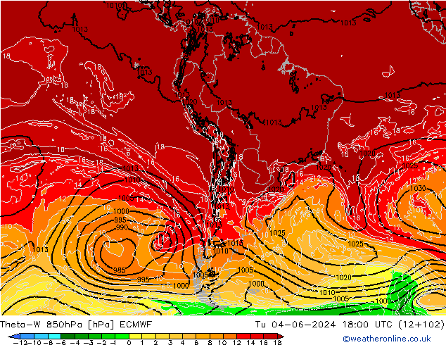 Theta-W 850hPa ECMWF Sa 04.06.2024 18 UTC