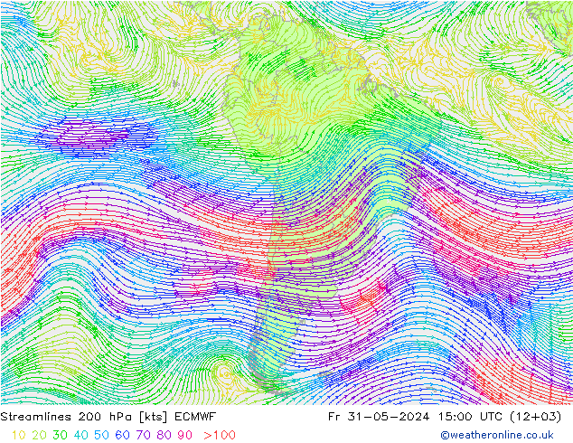 Linha de corrente 200 hPa ECMWF Sex 31.05.2024 15 UTC