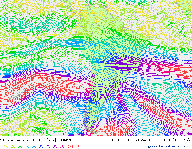 Ligne de courant 200 hPa ECMWF lun 03.06.2024 18 UTC