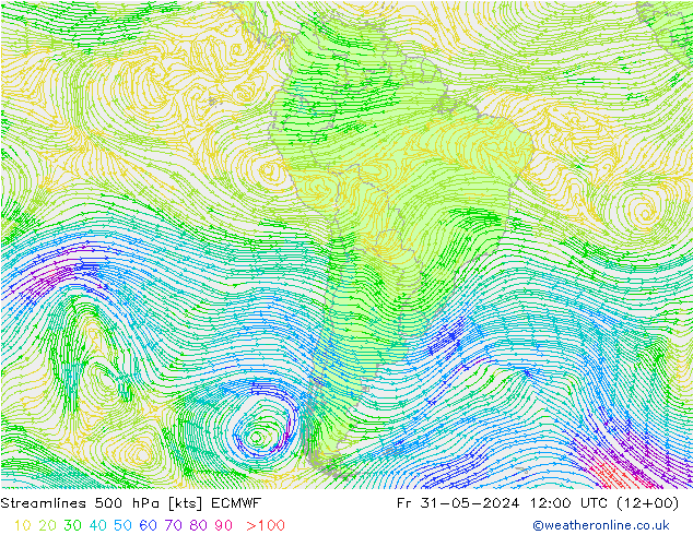 Streamlines 500 hPa ECMWF Pá 31.05.2024 12 UTC