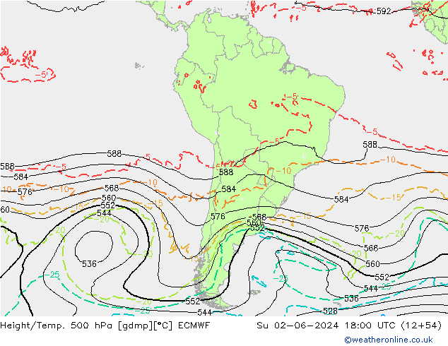 Z500/Rain (+SLP)/Z850 ECMWF dom 02.06.2024 18 UTC