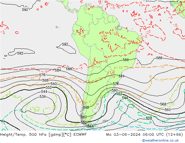 Z500/Rain (+SLP)/Z850 ECMWF Mo 03.06.2024 06 UTC