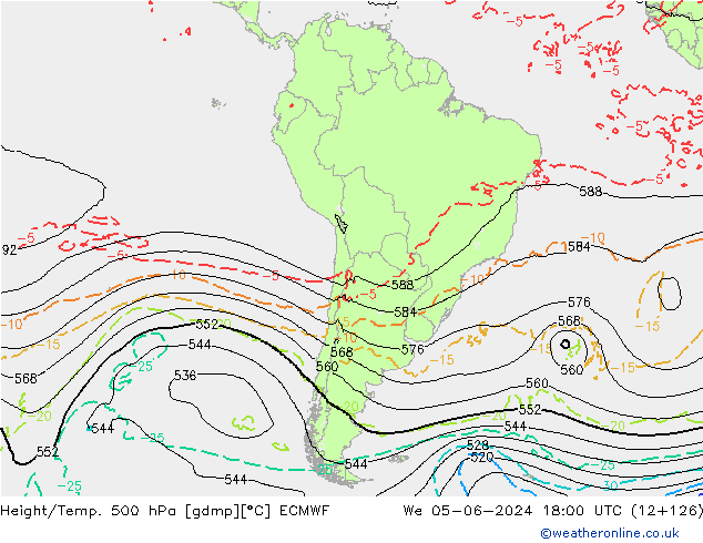 Z500/Rain (+SLP)/Z850 ECMWF Qua 05.06.2024 18 UTC