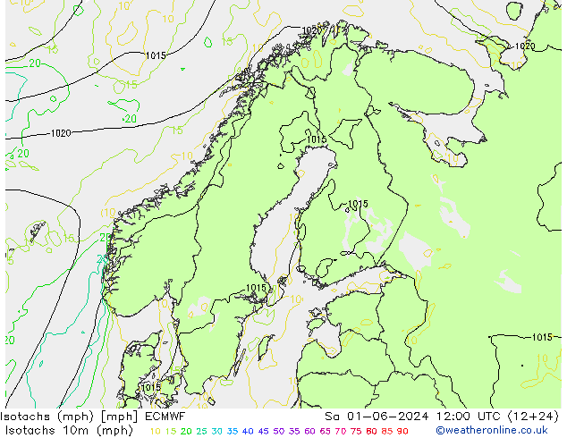 Isotachs (mph) ECMWF  01.06.2024 12 UTC