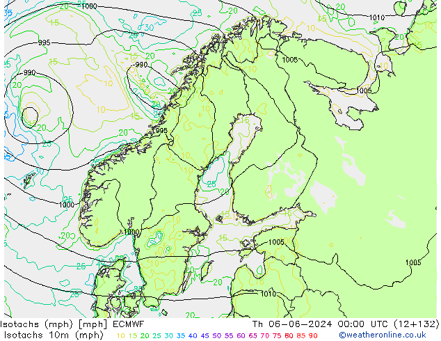 Isotachs (mph) ECMWF  06.06.2024 00 UTC