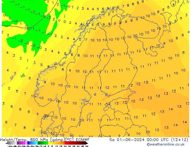 Z500/Rain (+SLP)/Z850 ECMWF So 01.06.2024 00 UTC