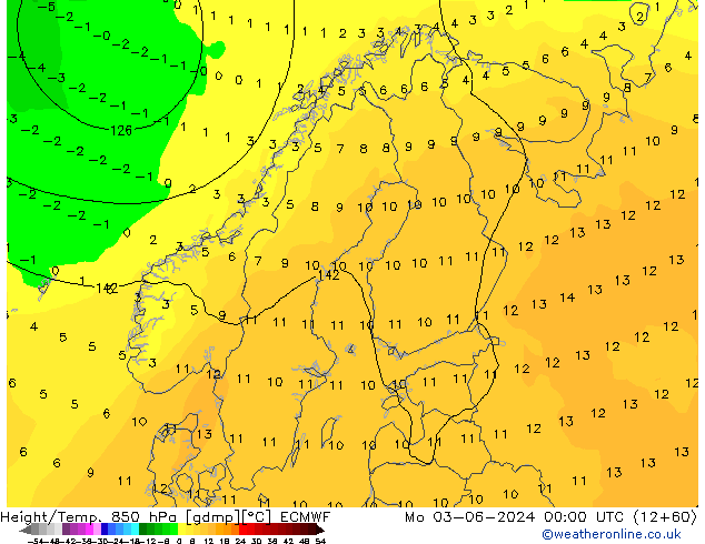 Z500/Rain (+SLP)/Z850 ECMWF lun 03.06.2024 00 UTC